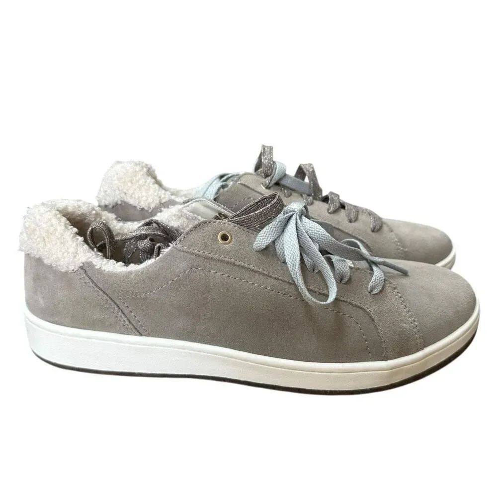Aetrex Cozy Blake Comfort Sneakers gray suede built-in support system sz 10.5-11